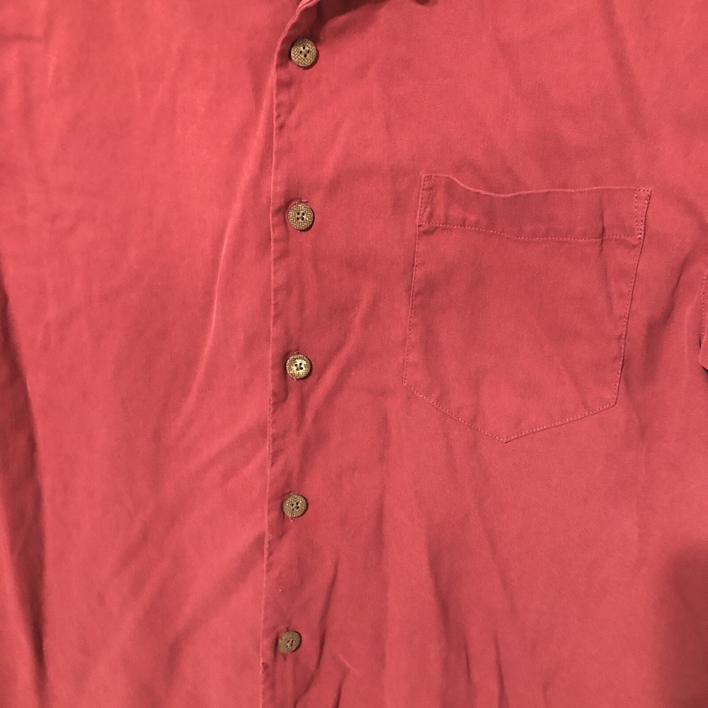 Seven Palm Silk Button Shirt Mens L Red Hawaiian cut Short sleeve - Picture 3 of 8